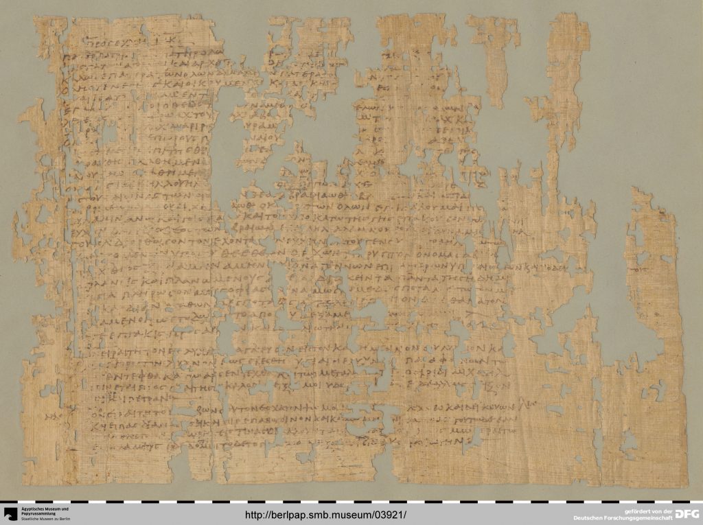 fragmentarisch erhaltener griechischer Papyri